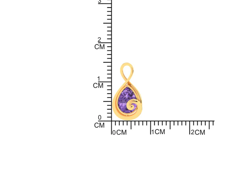 14k Musical Note Shaped Gold Pendant With Violet Stone - Image 4