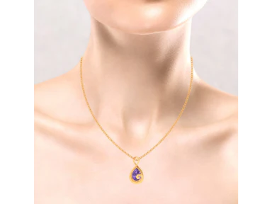 14k Musical Note Shaped Gold Pendant With Violet Stone - Image 5