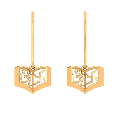 14k Om And Swastika Symbols Gold Earrings Designs For Women