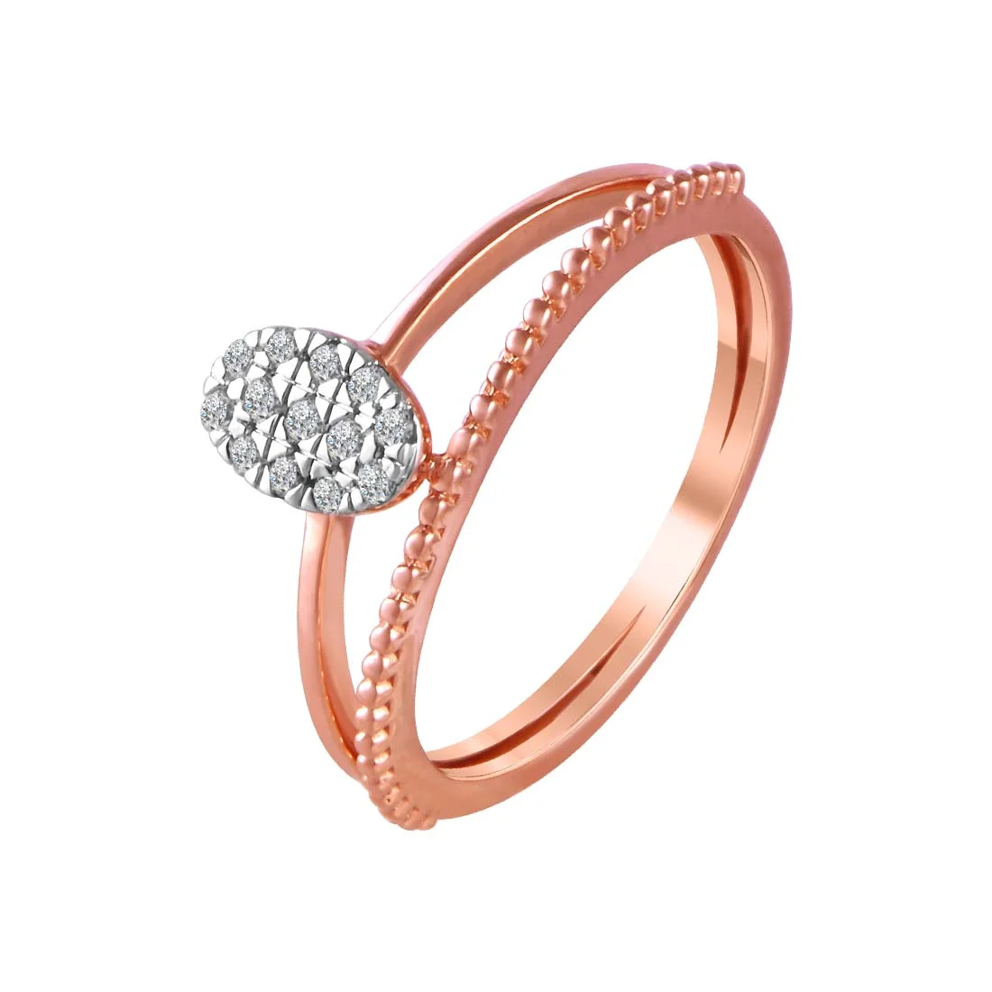 14K Oval-shaped Diamond Cluster Rose Gold Ring - Image 2