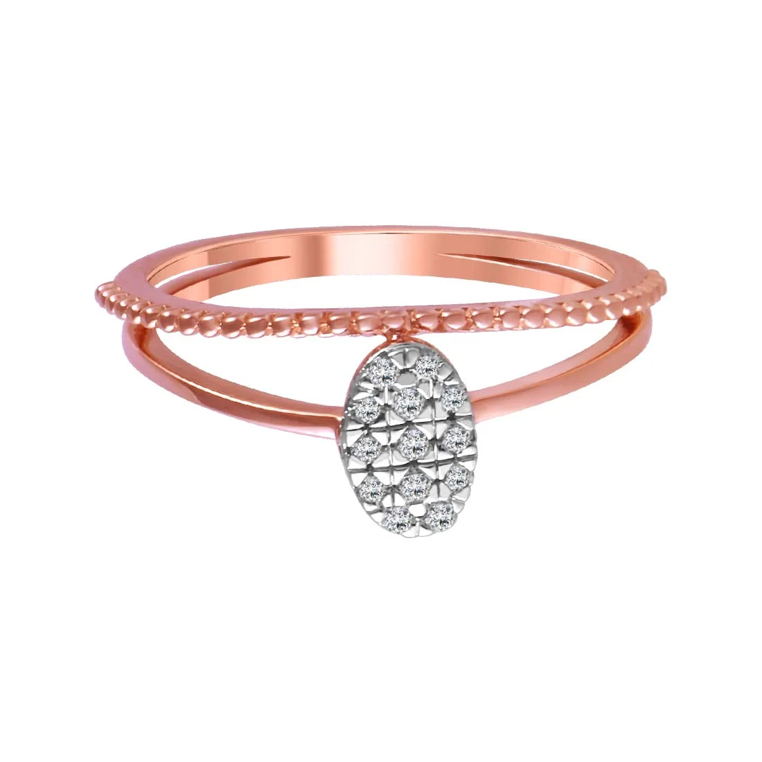 14K Oval-shaped Diamond Cluster Rose Gold Ring - Image 3