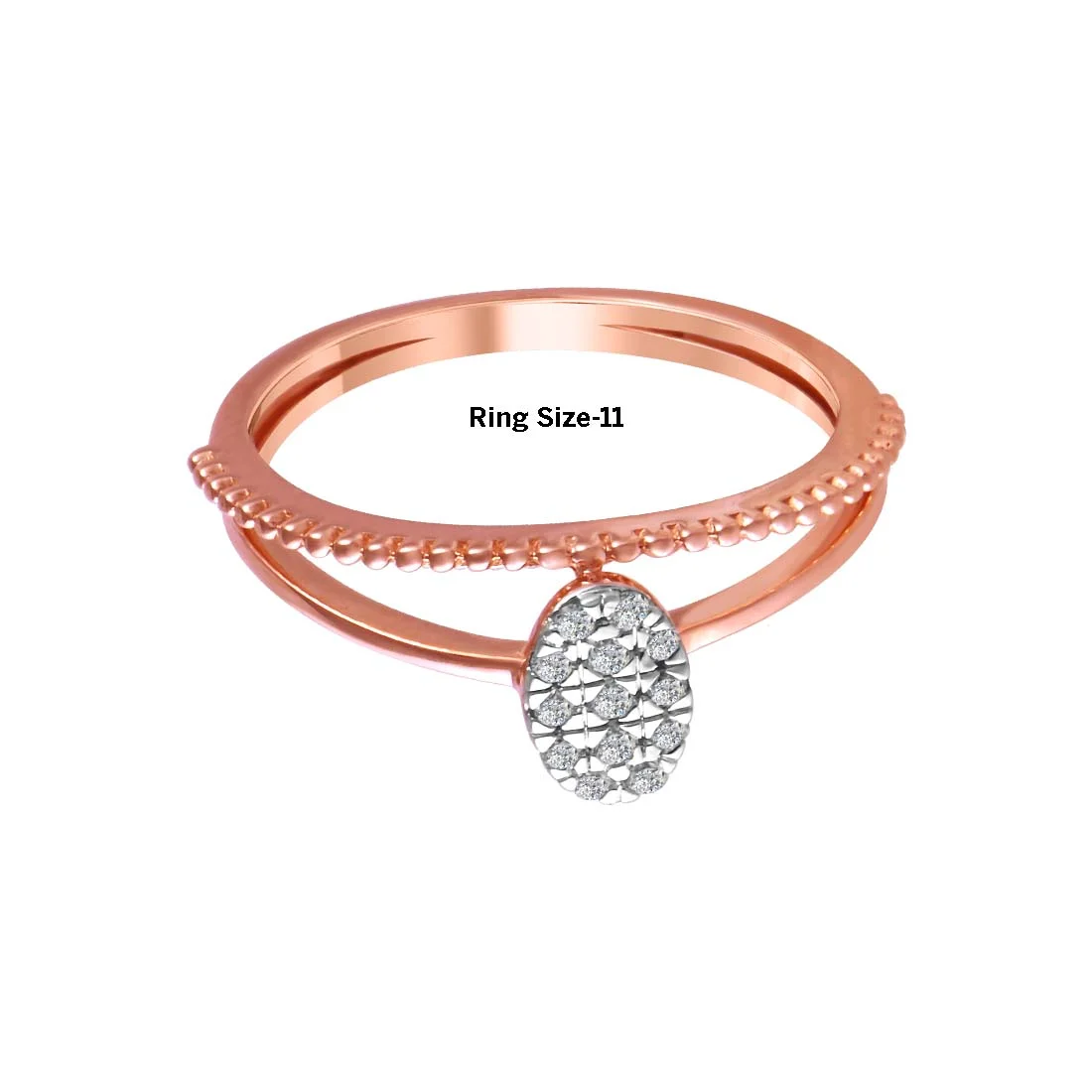14K Oval-shaped Diamond Cluster Rose Gold Ring - Image 4