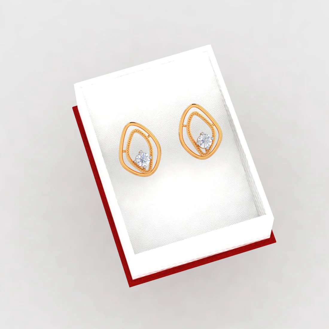 14k Oval Shaped Gold & American Diamond Earrings - Image 6
