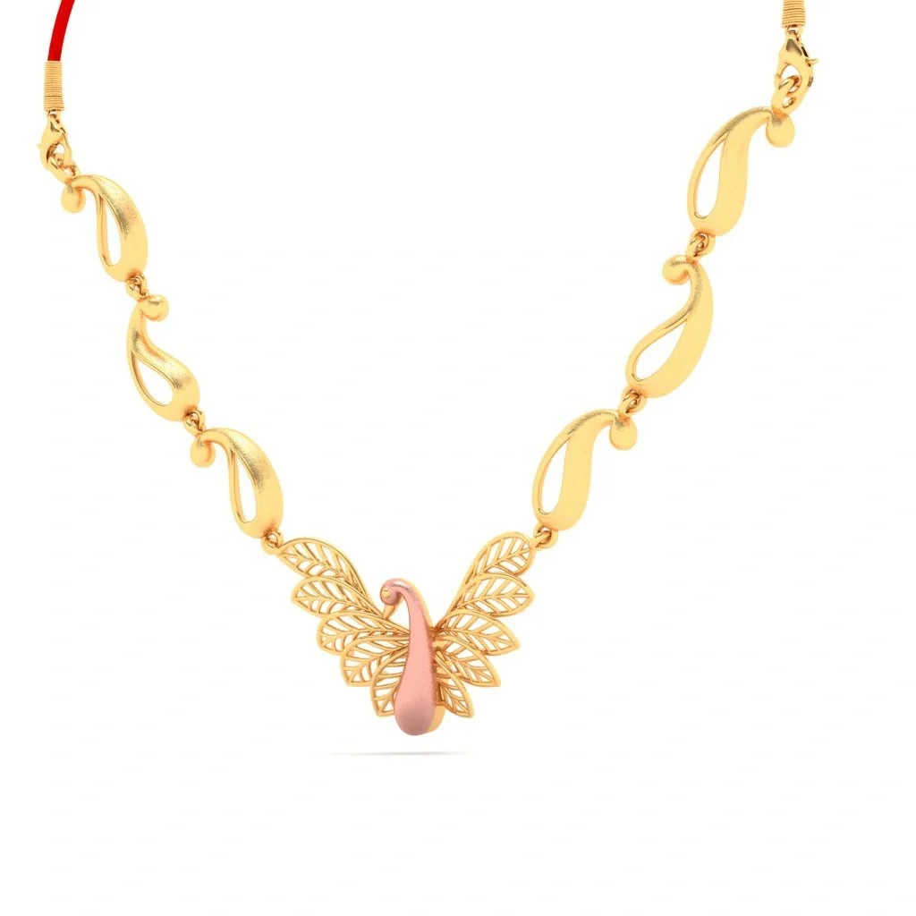 14k Peacock Themed Enchanting Gold Necklace Design - Image 5