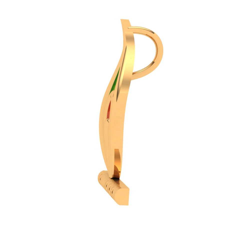 14k Predominant Peacock Feather Gold Pendant - Image 3