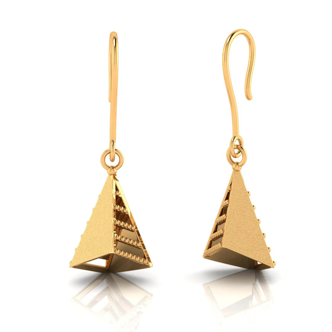 14k Pretty Gold Earrings With Unique Conical Design - Image 2
