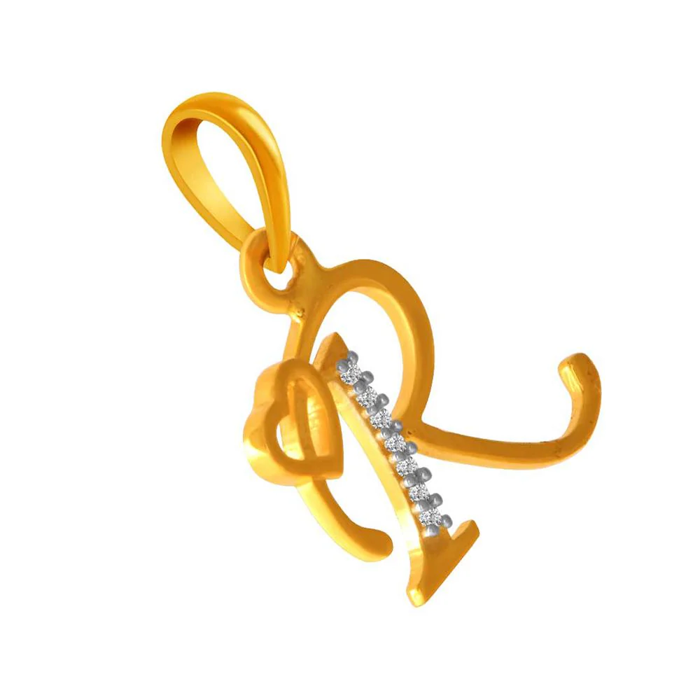 14k 'r' Letter With Heart Gold Pendent - Image 3