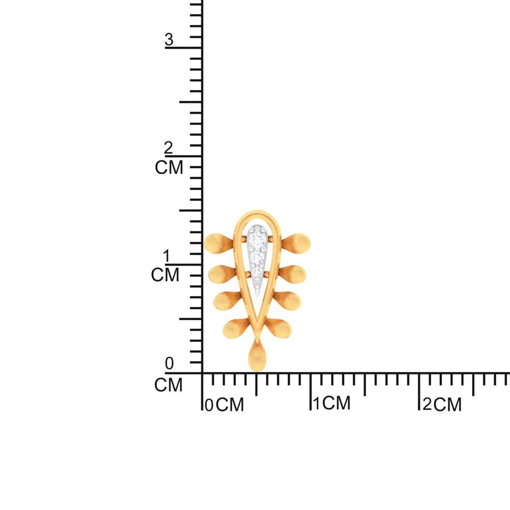 14k Reverse Raindrop Gold Earrings With Three Diamonds - Image 4
