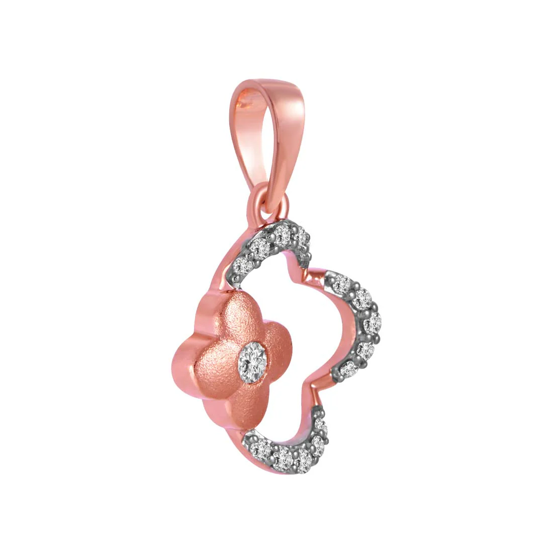 14k Rose Gold Pendant With A Dainty Diamond Flower Detail - Image 3
