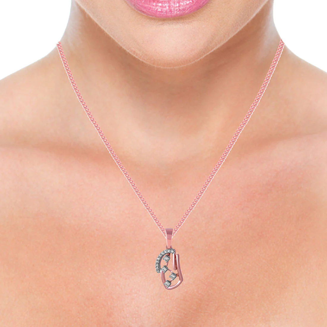 14k Rose Gold Pendant With An Abstract Shape And Diamond Accents - Image 4