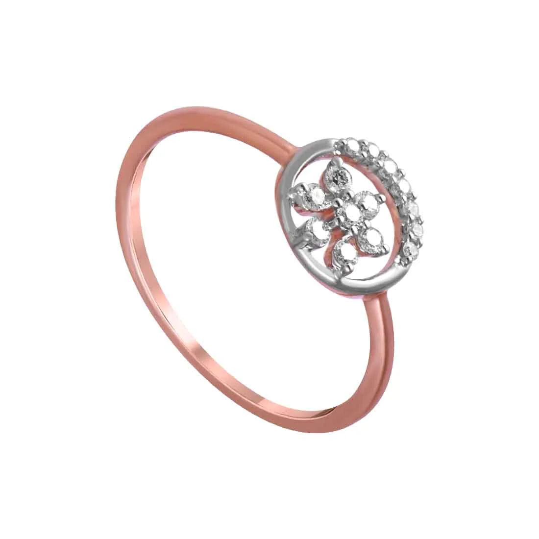 14K Rose Gold Ring Featuring A Circular Design And A Flower In The Centre - Image 4