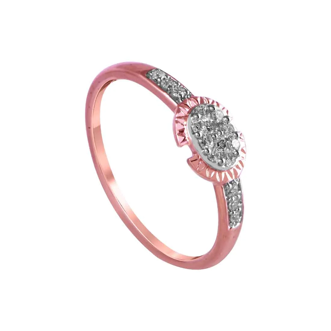 14K Rose Gold Ring With A Circular Design And A Diamond-studded Centre - Image 2