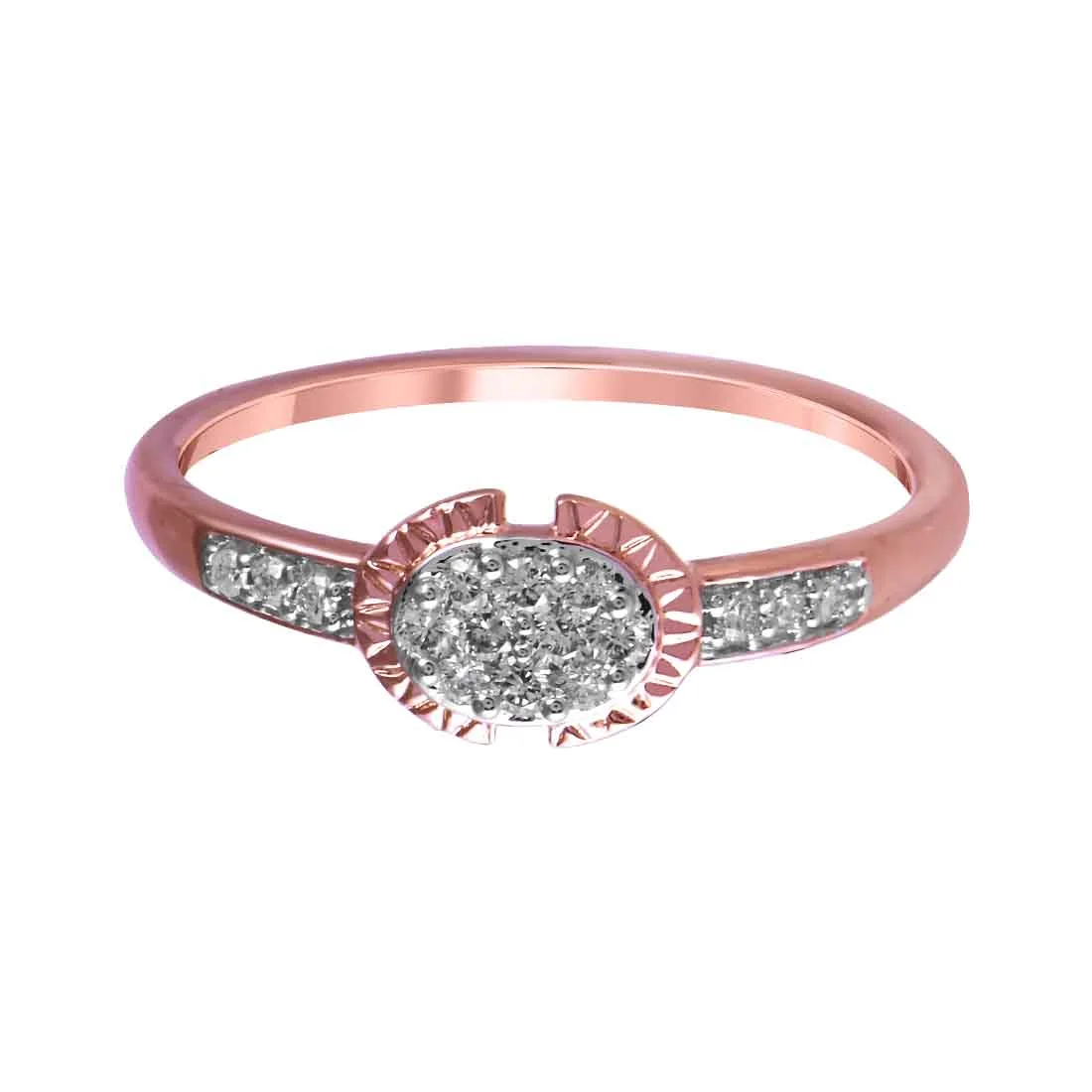 14K Rose Gold Ring With A Circular Design And A Diamond-studded Centre - Image 3