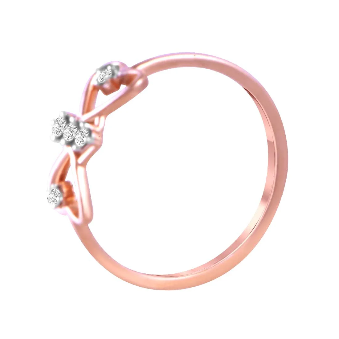 14K Rose Gold Ring With A Double-heart Design And Diamond Accents - Image 5