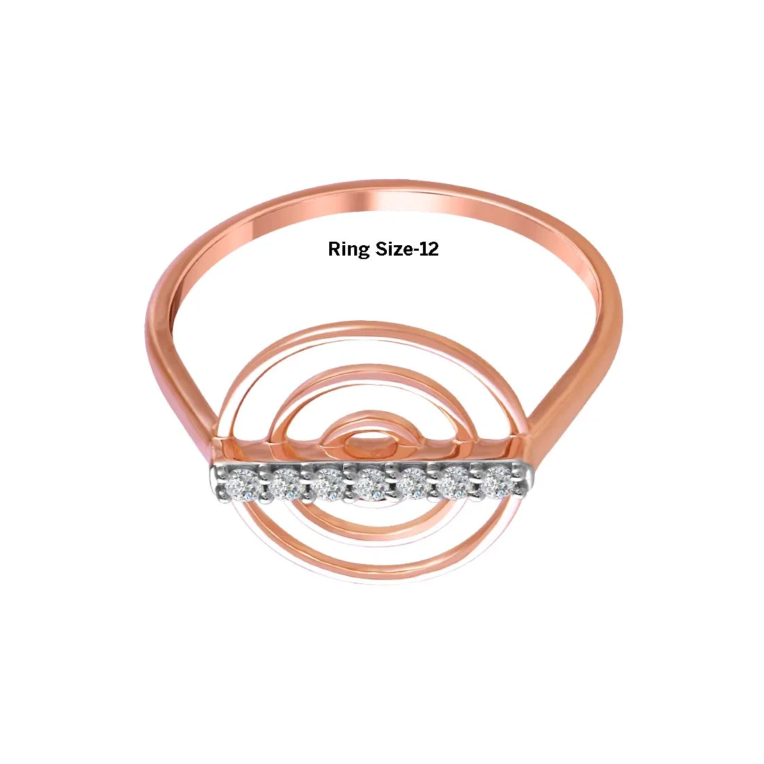 14K Rose Gold Ring With Concentric Circles And A Diamond-studded Bar In The Centre - Image 4