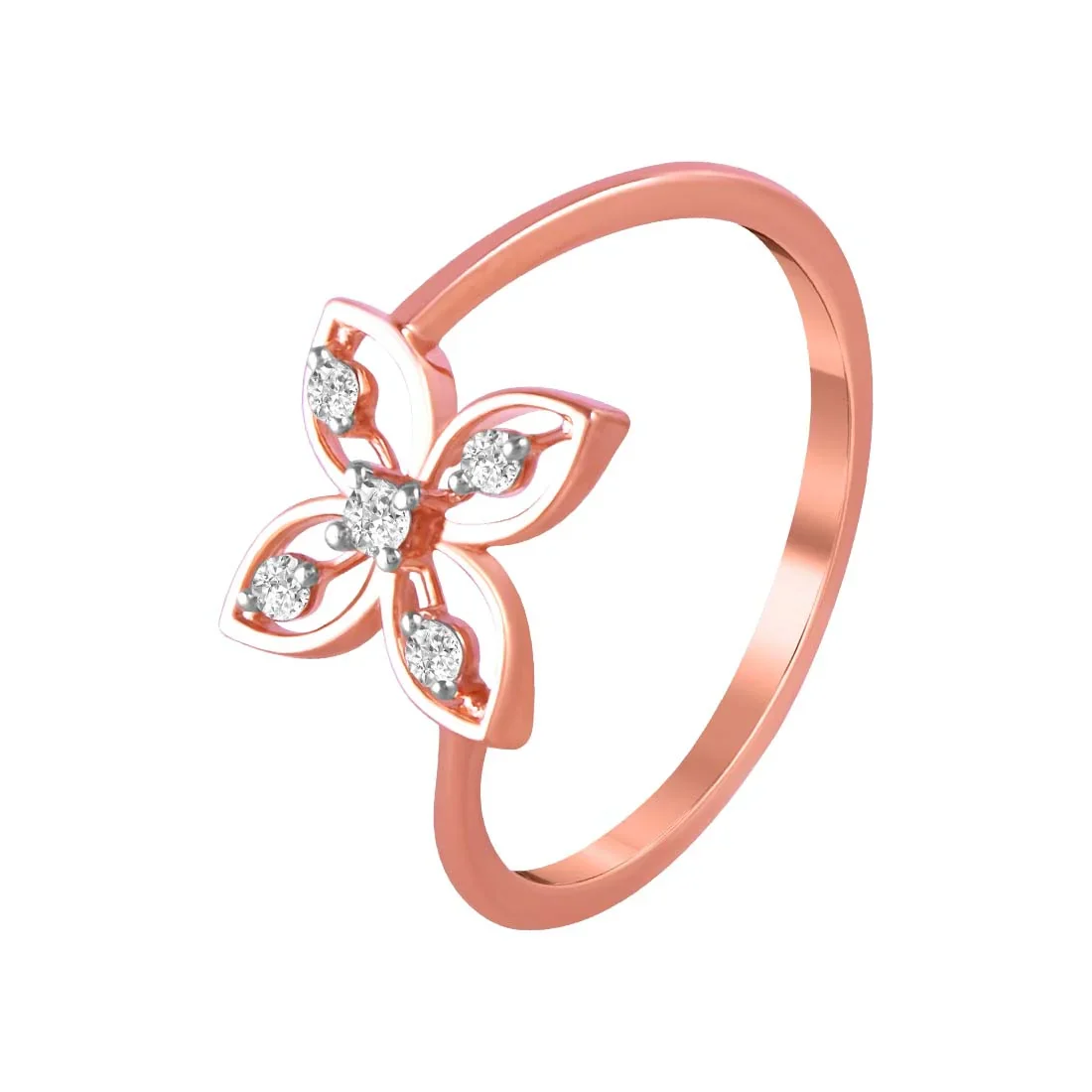 14K Rose Gold Ring With Four-petal Floral Design In The Centre - Image 3