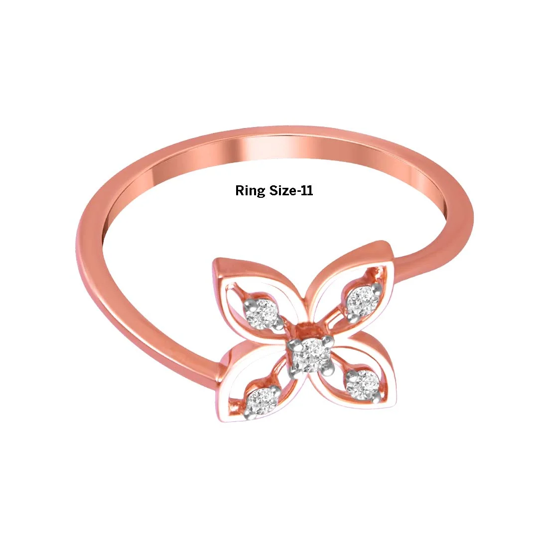 14K Rose Gold Ring With Four-petal Floral Design In The Centre - Image 4