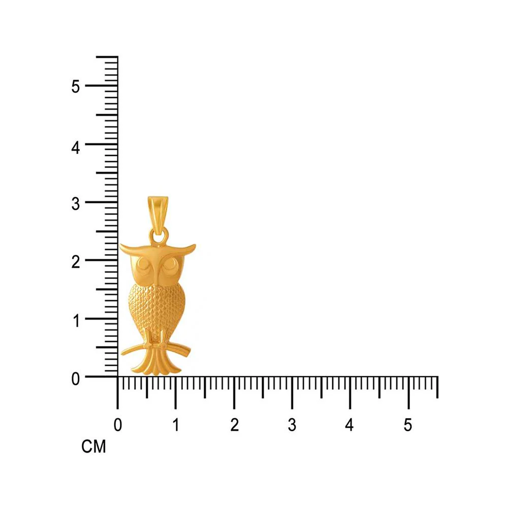 14k Sitting Owl Designed Gold Pendant - Image 5