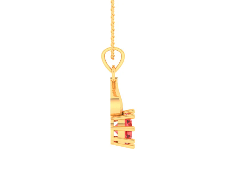 14k Sleek Gold Pendant With A Beautiful Red Stone - Image 2