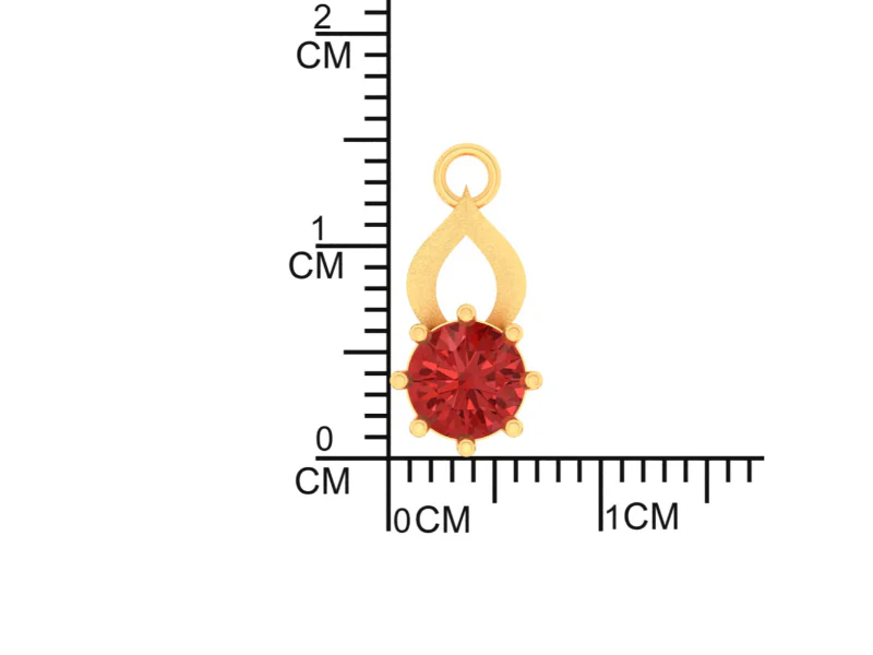 14k Sleek Gold Pendant With A Beautiful Red Stone - Image 4