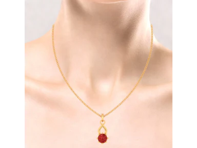 14k Sleek Gold Pendant With A Beautiful Red Stone - Image 5