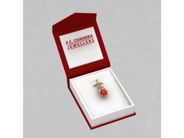 14k Sleek Gold Pendant With A Beautiful Red Stone - Image 6