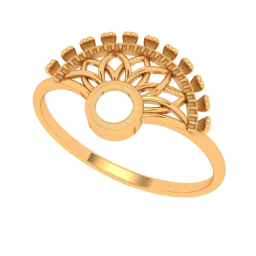 14k Solid Designer Fan-shaped Gold Ring - Image 2