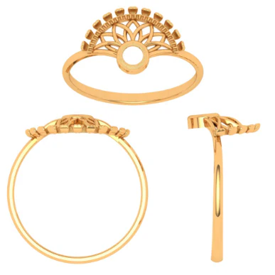 14k Solid Designer Fan-shaped Gold Ring - Image 5