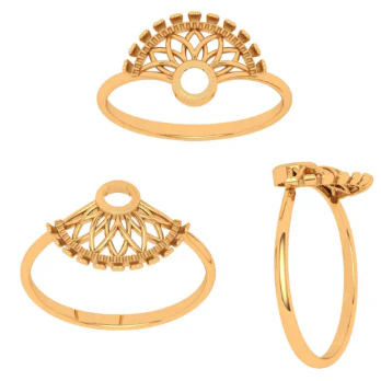 14k Solid Designer Fan-shaped Gold Ring - Image 6