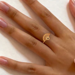 14k Solid Designer Fan-shaped Gold Ring - Image 7