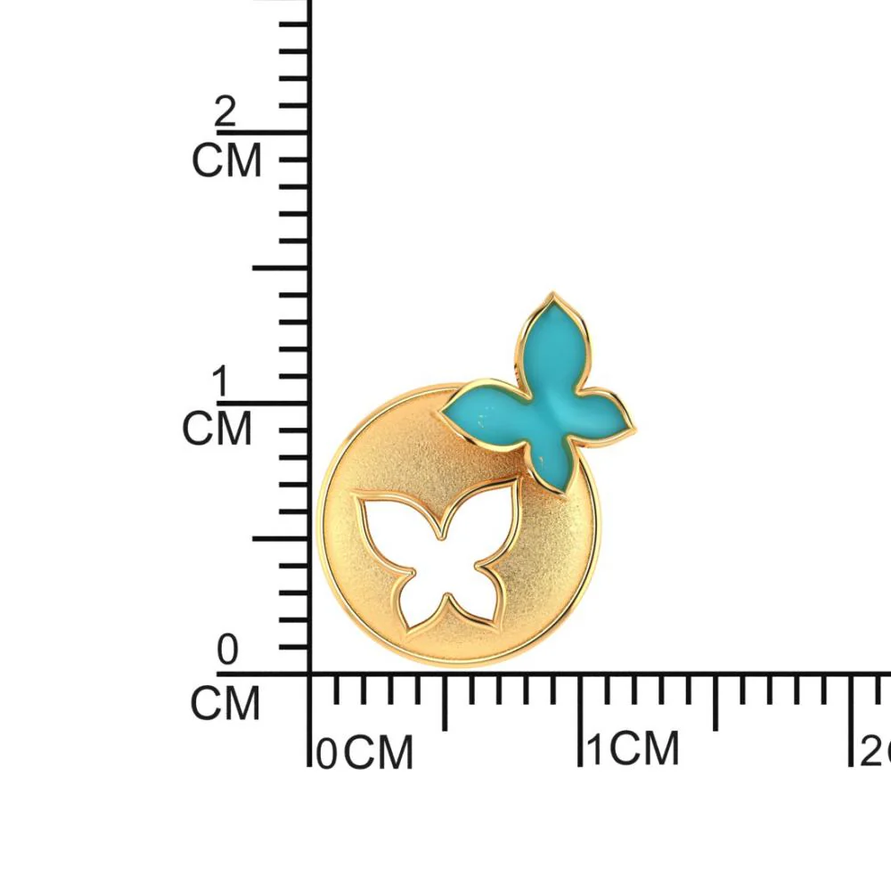 14k Spherical Gold Pendant Adorned With A Butterfly On Top And A Hollowed-out Butterfly In The Center - Image 4