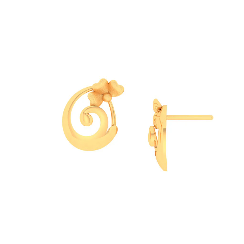 14k Spiral Gold Stud Earrings In The Shape Of Flower - Image 2