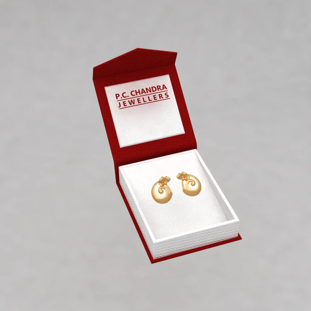 14k Spiral Gold Stud Earrings In The Shape Of Flower - Image 5