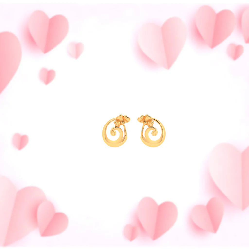 14k Spiral Gold Stud Earrings In The Shape Of Flower - Image 6