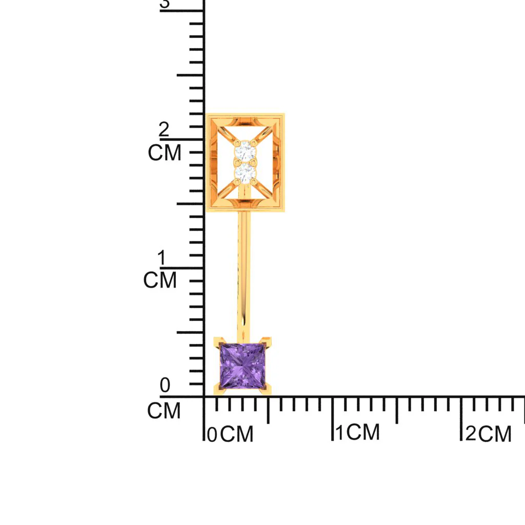 14k Square-shaped Diamond Belly Button Ring - Image 4