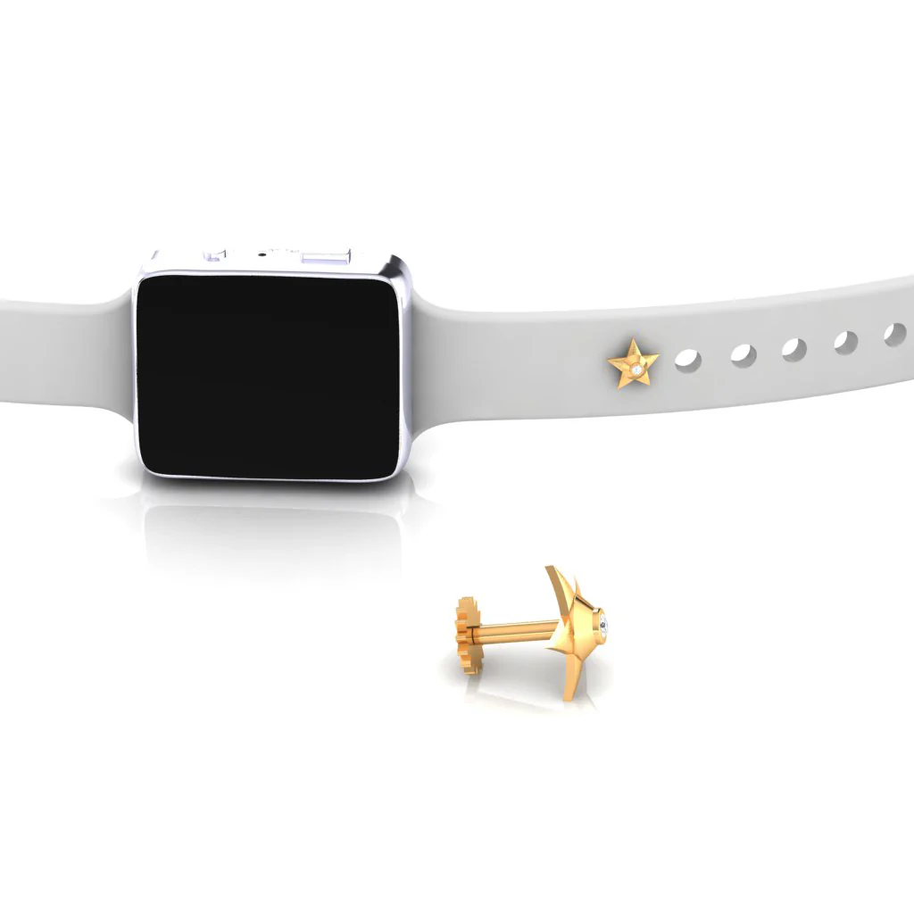 14k Star-shaped Diamond Smart Watch Stud - Image 5