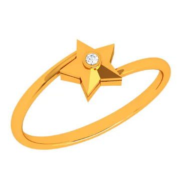 14k Stellar Single Stone Star Shape Gold Ring - Image 2
