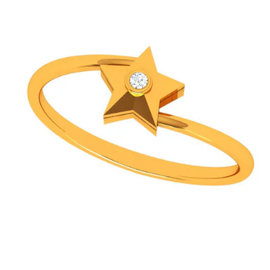 14k Stellar Single Stone Star Shape Gold Ring - Image 3