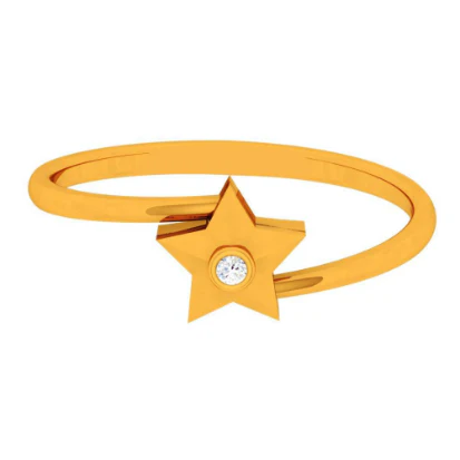 14k Stellar Single Stone Star Shape Gold Ring - Image 4