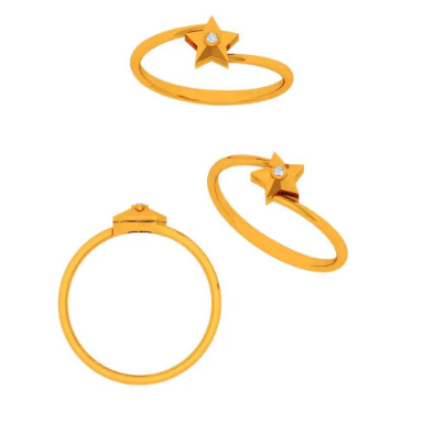14k Stellar Single Stone Star Shape Gold Ring - Image 6