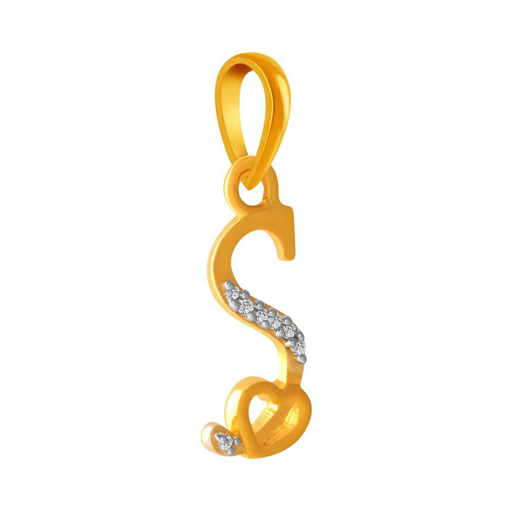 14k  Studded S Initial Heart Pendant - Image 2