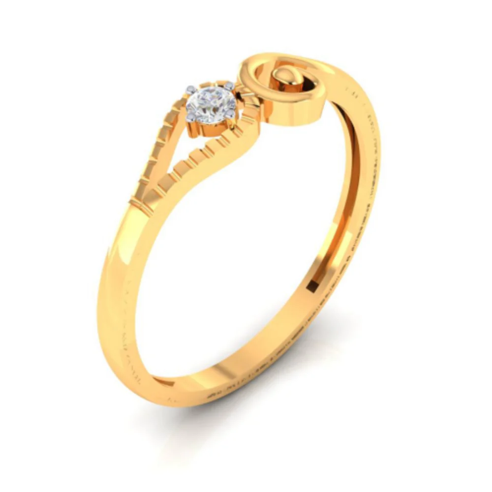 14k Stunning Designed Gold Ring With American Diamond - Image 2