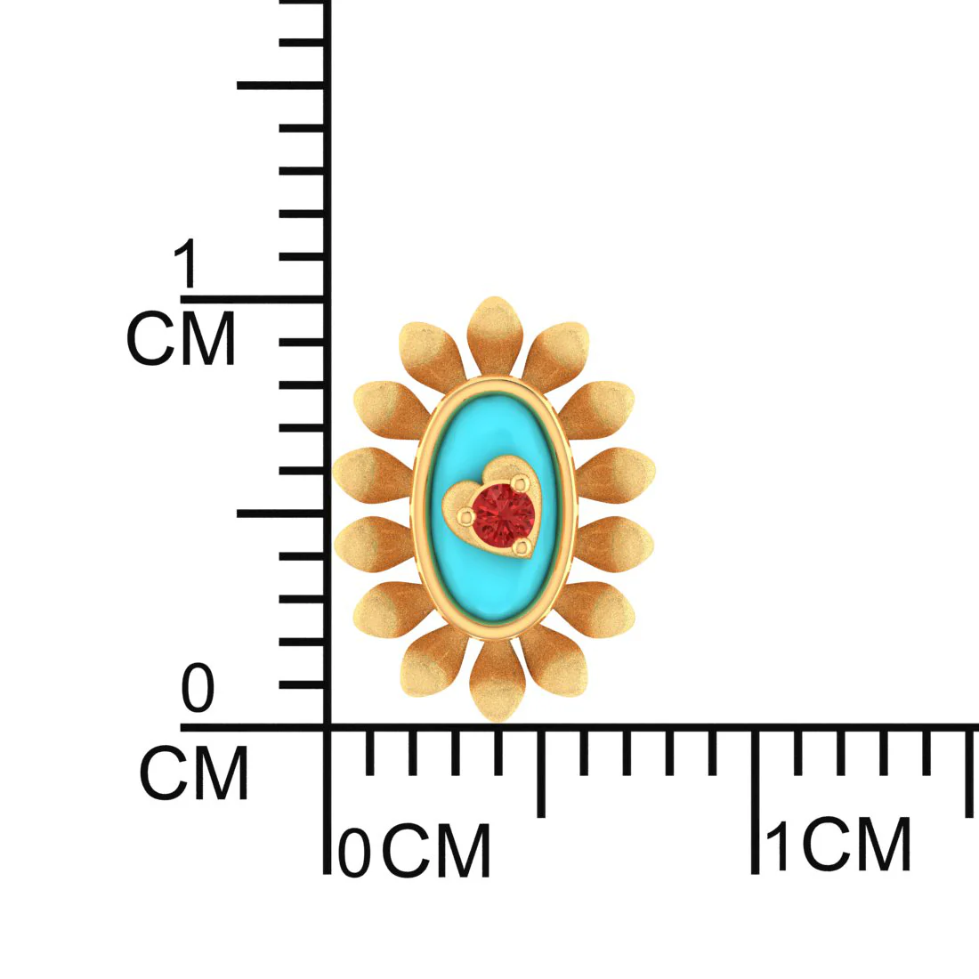 14k Sunflower Designed Gold Earrings With A Heart In The Center - Image 4