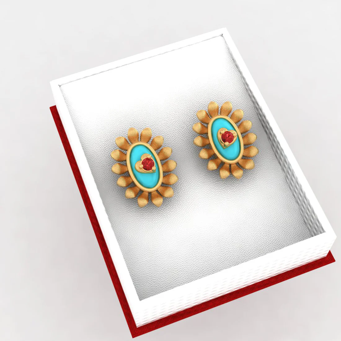 14k Sunflower Designed Gold Earrings With A Heart In The Center - Image 6