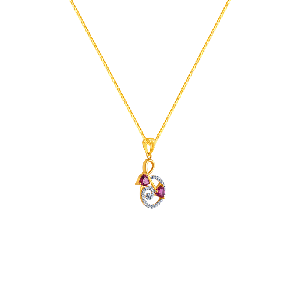 14k Swirl Gem Gold Pendant From Amazea Collection - Image 2