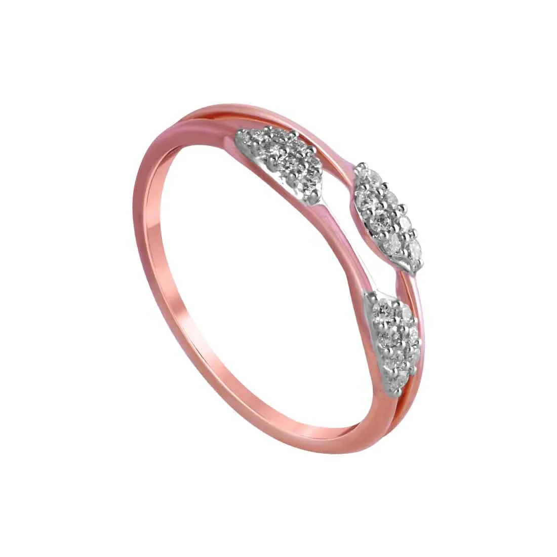 14K Two Crescent-shaped Diamond Clusters Rose Gold Ring - Image 2