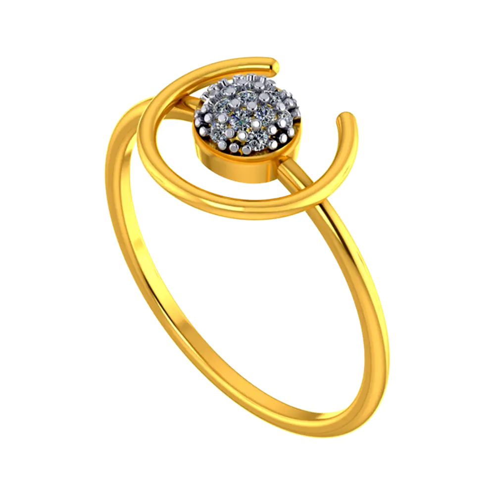 14k Unique Gold Ring With A Circular And Semi Circular Design - Image 2