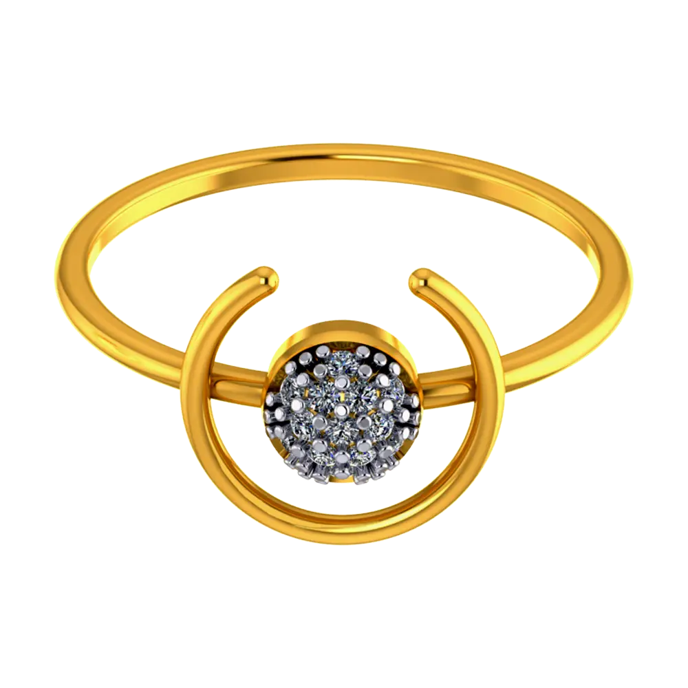 14k Unique Gold Ring With A Circular And Semi Circular Design - Image 3