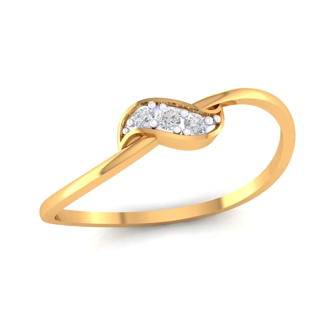 14K Yellow Gold Graceful Diamond Ring for Women - Elegant & Charming - Image 2