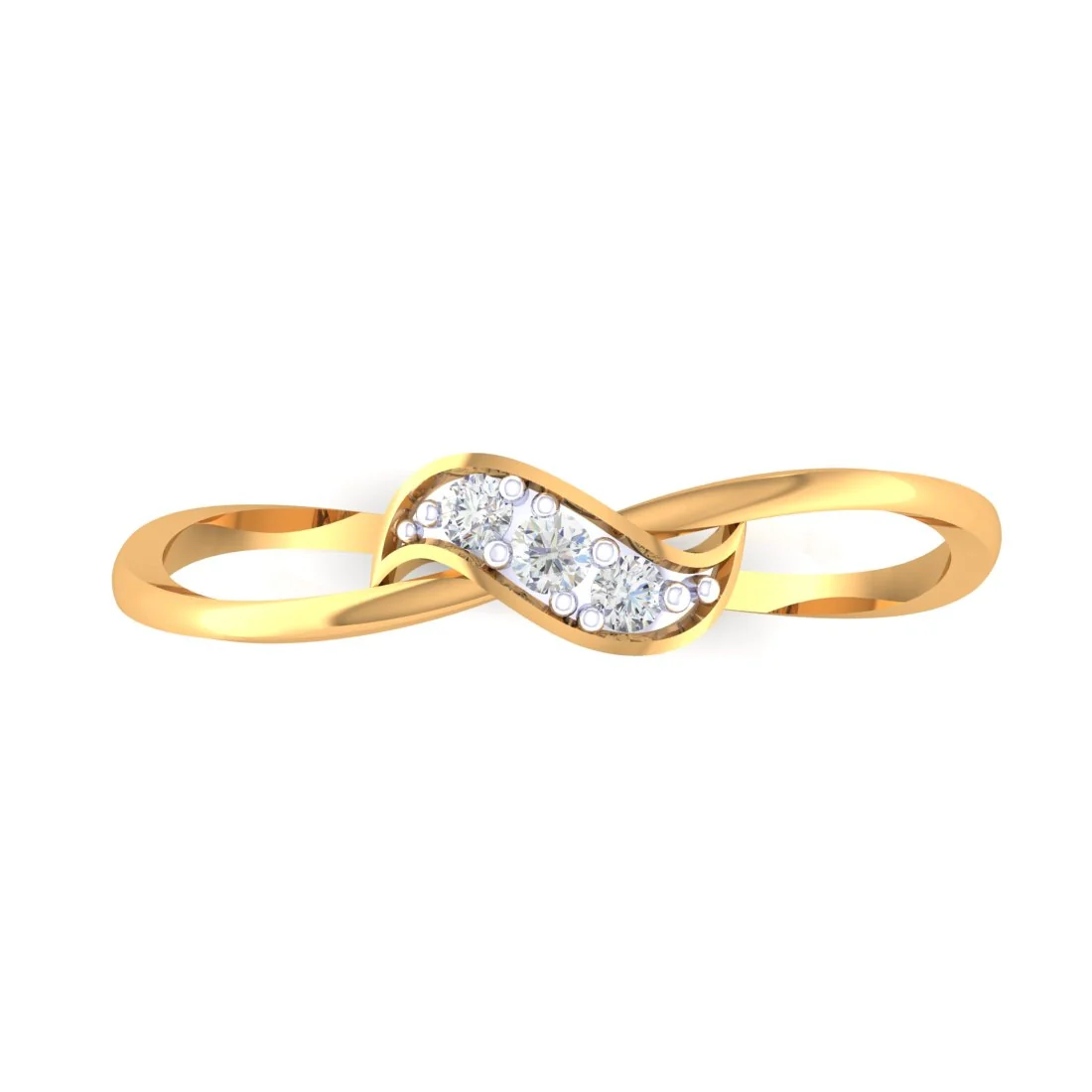 14K Yellow Gold Graceful Diamond Ring for Women - Elegant & Charming - Image 3